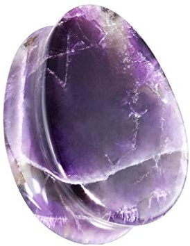 beyoutifulthings Ohr-Plug Tränen-Tropfen Amethyst-Stein Ohr-Piercing Ohr-Schmuck Ohr-Tunnel Double Flared Sattel-Verschluss 6-25mm