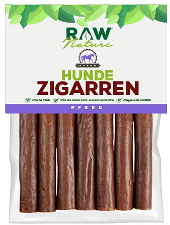 RAW Nature Hunde-Zigarre Pferd PUR 7-Stück - 100% natürliches Hundesnack - Monoprotein - hypoallergen & getreidefrei - luftgetrocknetes Pferdefleisch - Dörrfleisch - hochwertiges Muskelfleisch