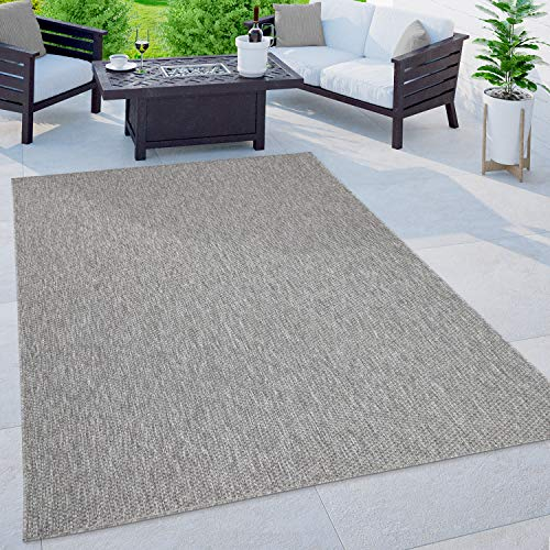 Paco Home Tappeto Per Esterno Balcone Terrazza Tappeto Cucina Monocolore Mélange, Dimensione:200x280 cm, Colore:Grigio