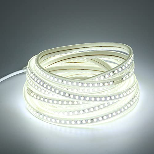 pcning 5M LED Strip 230V Direktanschluss 6000K Kaltes Weiss Streifen, SMD 5730 120 leds/m IP67 Wasserdicht Stripes Band (kaltes Weiss, 5)