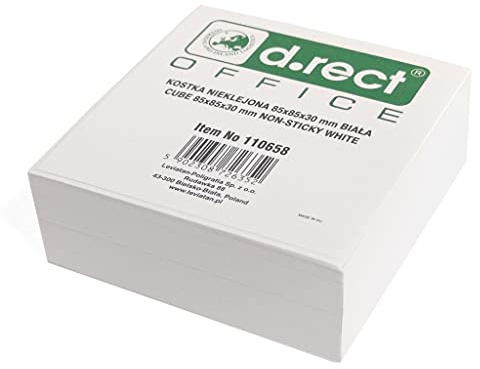 D.RECT Bloque de notas de papel de repuesto (para caja de notas, 85 x 85 x 30 mm, 300 hojas, color blanco)