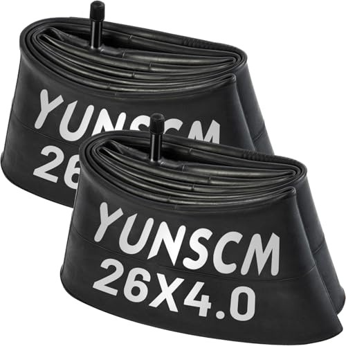 YunSCM 2Pcs 26 Zoll Fat Schlauch 26x4.0 26x4.50 AV32mm Ventil kompatibel 26 Zoll Fat Fahrradschlauch/Elektrofahrrad/Mountainbike Schlauch 26x4.0/4.50