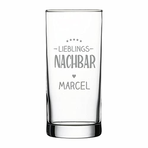 4you DESIGN Personalisiertes Longdrink-Glas mit Namen | Lieblings-Nachbar| Geschenk-Idee zu Weihnachten, Geburtstag, Mutter- & Vatertag | Saftglas Spülmaschinenfest | Persönliches Präsent | 485 ml