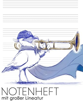 Notenheft mit großer Lineatur: Blanko Notenheft für Musik in der Schule, zum Komponieren, Songs schreiben und Üben mit Instrumenten, 100 Seiten, DIN A4