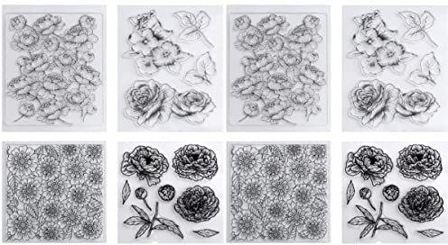 Ciieeo 2sätze Transparente Blumenmuster Stempelset Für Scrapbooking Und Kartenherstellung Wiederverwendbar Präzise Platzierung Zubehör Für Kreative Projekte