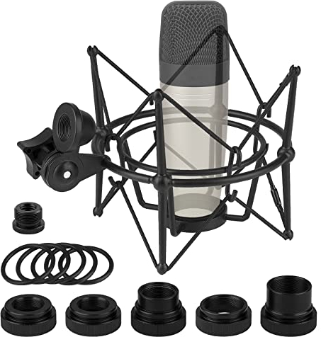 GEEKRIA for Creators Mikrofon-Stoßhalterung, kompatibel mit Samson C01, C01U Pro, C03, C03U, CL7a, CL8a Mikrofon, Anti-Vibrations-Suspensions-Adapter, Klemme, Mikrofonhalter-Clip (Schwarz/Metall)