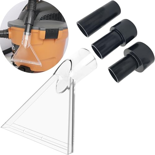 Happy Tree Universal Fits All Shop Vacs Large 7-1/2 Clear Extraction Head with 2-1/2 &1-7/8 & 1-1/4 Adapters for Auto Detailing, Shop Vac Extractor Attachment for 1-26 Gallon Wet Vacuum Cleaners