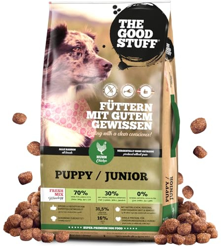 THE GOODSTUFF Huhn (Puppy/Junior) 12,5 kg | Getreidefreies Hunde Trockenfutter Junior | Mit frischem Hühnerfleisch | Hundetrockenfutter für Welpen & Junghunde | Super-Premium Welpen Trockenfutter