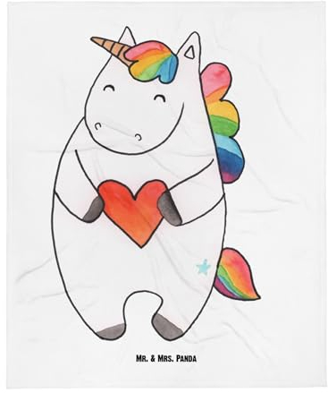 Mr. & Mrs. Panda Wolldecke Einhorn Herz - Geschenk, Entspannen, Dekoration, Gemütlich, Einhörner, Bunt, Unicorn, Freundin, böse, Decke