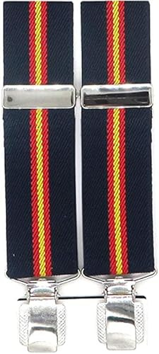 Hispapiel Tirantes hombre bandera España. Talla única caballero. Regulables y elásticos con clip metálico (Azul marino)