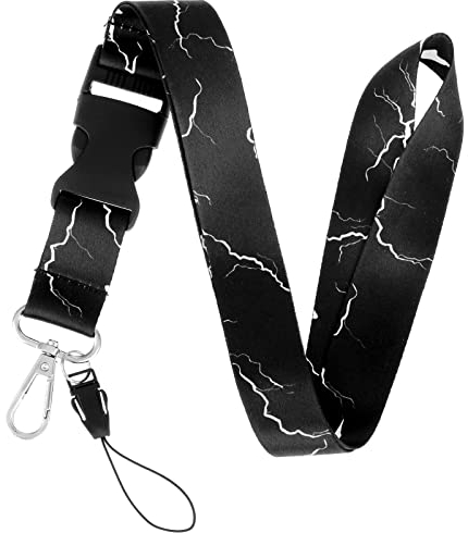 cobee Ausweis Lanyards mit abnehmbarer Schnalle, Schlüsselanhänger Lanyard für Damen und Herren robustes Umhängeband Ausweishalter Lanyard für Krankenschwestern Lehrer Büro(schwarz weißer Marmor)