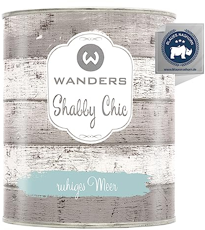 Wanders Shabby Chic Kreidefarbe 750 ml - Ruhiges Meer/Blasses Türkis - Küchenmöbellack und Möbelfarbe ohne Schleifen. Chalk Paint, für Holz & mehr. Hohe Deckkraft, schnell trocknend