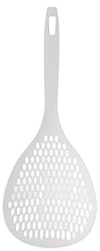 Cucchiaio Per Filtro Resistente alle Alte Temperature,Cucchiaio Per Schiumarola, Cucchiaio Per Filtro Per Alimenti in Plastica Sicuro, Colino Per Alimenti con Olio Antiscivolo a Manico Lungo(bianco)