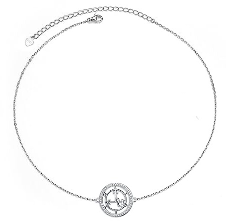 DAOCHONG Sigil of Lilith Halsreif S925 Sterling Silber Sigill of Lilith Zirkonia Halsreif Halskette Geschenke für Frauen Rolo-Kette 33+7,6 cm