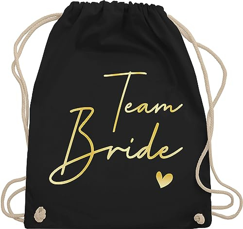 Turnbeutel Rucksack - JGA Junggesellenabschied Frauen - Team Bride Crew Braut - Unisize - Schwarz - brauttaschen bachelorette party beutel junggesellinnenabschied outfit jungesselnabschied tasche