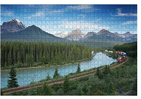 Puzzle 1000 Teile Eisenbahn Mit Zug Im Banff Nationalpark Der Kanadischen Rocky Mountains Holzpuzzle Erwachsene Familienspiele Puzzle Für Kinder Jugendliche Brain Challenge Puzzle Für Kinder