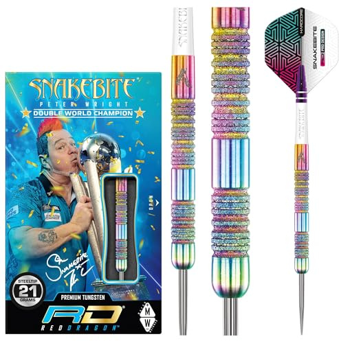 RED DRAGON Peter Snakebite Wright Diamond Fusion Spectron SE 21 Gramm Premium Wolfram Steeltip Dart Set mit Flüge und Schäften