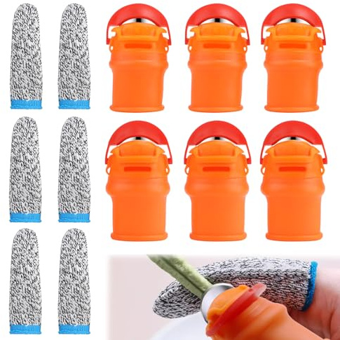 lalago 6er Daumenmesser mit Schnittschutz-Fingerkappe, Fingermesser Garden | Fingermesser Ernte Werkzeug, Daumenklinge aus Silikon, Obst Pflanzen Pflücker für Obst Gemüse Trimmen Pflanzen