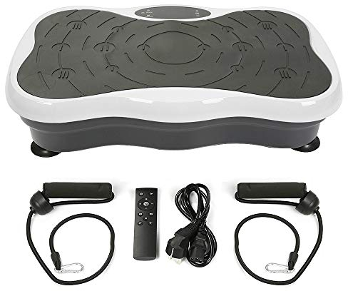 Plataforma vibratoria, placa giratoria y oscilante,aparato de fitness en casa para culturismo,Bluetooth, control remoto,pantalla táctil,motor ultra silencioso,deporte en casa,fitness (gris y blanco)