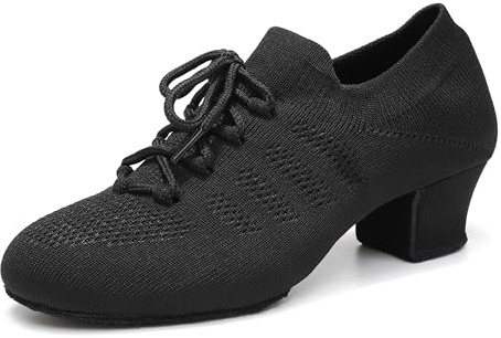 Uonpie Womens Latin Practice Dance Shoes Lace up Training Low Heel Ballroom Latin Salsa Dance Practice Shoes Black, 6 UK