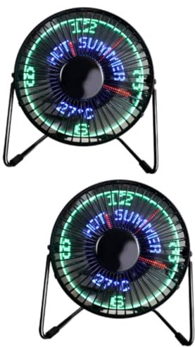 MERRYHAPY 2St USB-Lüfter tragbarer für USB-Fans Intelligente Uhr Büroventilator -Desktop-Lüfter Tischventilatoren herrenuhren -Uhr- LED- persönlicher Fan Black