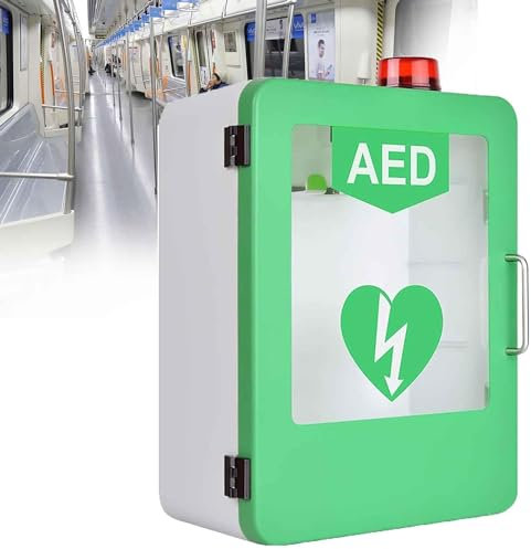 SXTYFBB Wandmontierter Erste-Hilfe-Schrank aus Kunststoff für Herz-Defibrillationsalarme, Aufbewahrungsschrank für AED-Defibrillatoren, Doppelschaltersteuerung, passend für die meisten AED-Modelle