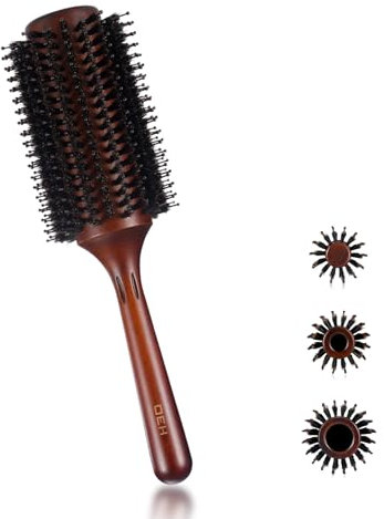 OEH Spazzola rotonda con setole di cinghiale e perni in nylon, spazzola rotonda per capelli per donne e uomini, per lo styling e la lisciatura (diametro 6 cm)