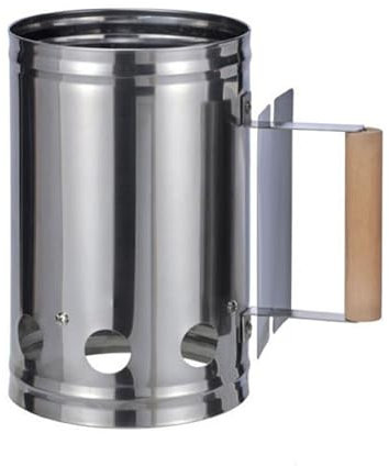 GLÜHZONE KS 100 | Anzündkamin aus Edelstahl für XXL Grills | Kohlestarter mit stabilem Holzgriff und Hitzeschild | Kohleanzünder für schnelle Glut | sicherer und pflegeleichter Grillanzünder