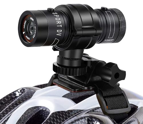 Andoer 1080P Fahrradkamera, Fahrradkamera, Helm-Actionkamera, 120°-Weitwinkelobjektiv, IP66 wasserdicht, eingebauter Akku mit 32 GB TF-Karte, Helmhalterung, Fahrradständer für Outdoor-Sport