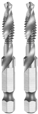 QUARKZMAN 2 Piezas Barrena y Macho de Roscar Combinados, Rosca SAE 1/4-20NC 1/4 Vástago Hexagonal, Herramienta de Taladrado y Roscado en Espiral, Acero de Alta Velocidad (HSS) 6542 | Vástago Hexagonal, Herramienta de Taladrado y Roscado en Espiral, Acero de Alta Velocidad (HSS) 6542