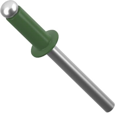 4mm x 10mm Leaf Green Painted Colour Blind Pop Rivet Dome Head Aluminium/Steel Shaft ISO 15977 RAL 6002 (Pack of 20) - N11A 4x10_20