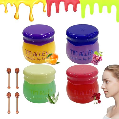 YANINEE 4 Stück Feuchtigkeitsspendende Honey Lip Balm zum Aufhellung von Lippenfältchen