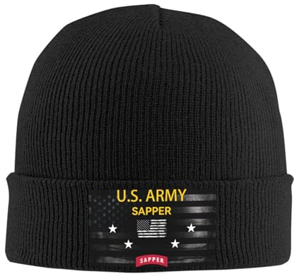 SwpWab US Sapper Cozy Winter Essential: Hand-Knitted Hat Ultimate Warmth Black
