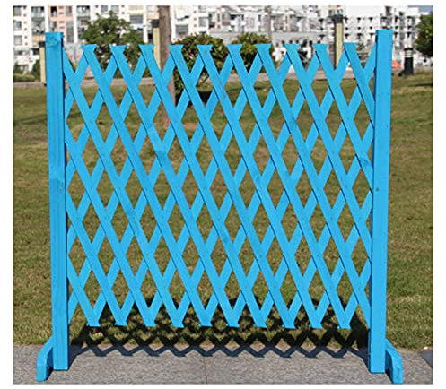 Clôture de jardin télescopique en bois pour animaux domestiques avec panneau en treillis Bleu H 120 x L 180 cm
