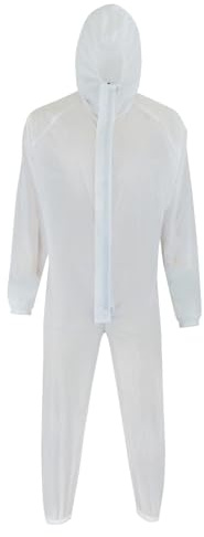 warrior gears Painter Suit PPE Reusable Protective Cover all with Hood, Waterproof & Chemical-Resistant, Industrial Safety Workwear for Men & Women, Decorating Essentials (White)