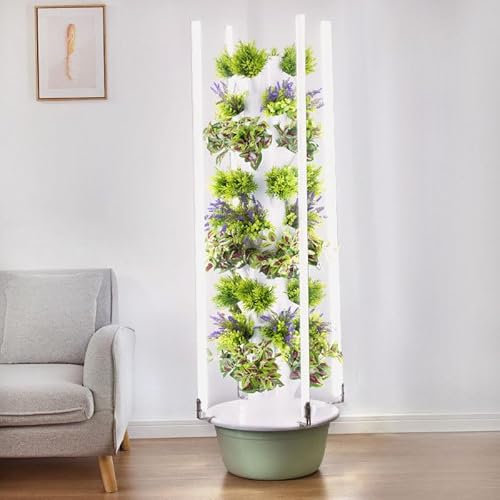 WEIMILOR Sistemas de Cultivo hidropónico en Torre, Sistemas de Cultivo hidropónico en Torre para huertos domésticos, Jardinera Vertical con luz LED, Sistemas hidropónico en Torre,7-Layer
