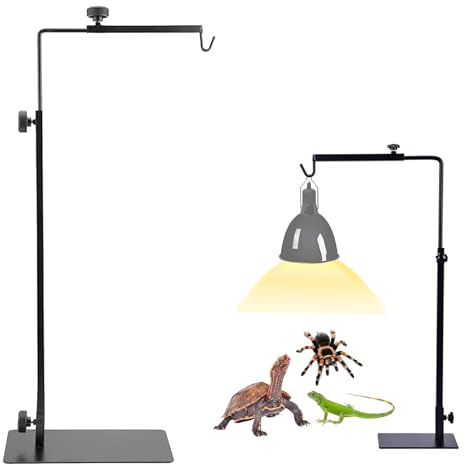 Jiavlyx Support De Lampe pour Reptiles, Support De Lampe pour Reptile Réglable, Hauteur Réglable 54-94cm Largeur 25-45cm, Support De Lampe Chauffante, pour Reptiles Tortues Araignées Geckos Lézards