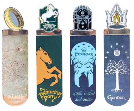 Grupo Erik Der Herr der Ringe Lesezeichen Geschenek zur Einschulung | 4 Stück Buch Zubehör The Lord of the Rings Fanartikel Merch