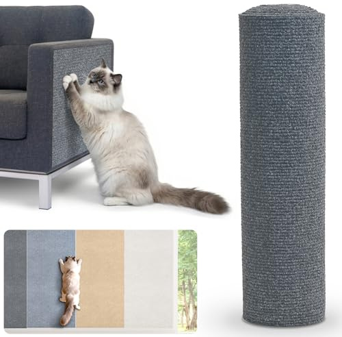 Homwiz Selbstklebende Kratzschutz Sofa Katze, 200cmx40cm Kratzmatte Selbstklebend, DIY Kratzmatte Katze Kratzteppich Kratzbrett Wand für Couch, Katzenständer, Holzgriff, Katzenturm (Dunkelgrau)