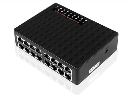 Conmutador de red, Conmutador De Red De 10/100Mbps, 5 Y 16 Puertos, Conmutador Intelinte Ethernet Rápido, Divisor De Internet Hub RJ45 De Alto Rendimiento,Confiable