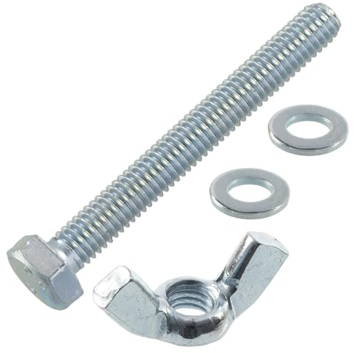 AERZETIX - Kit ensemble de 25 écrous papillons à oreilles M6 + 50 rondelles plates + 25 boulons M6x50 mm à tête hexagonale | en acier