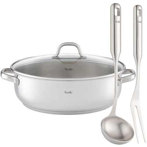 Fissler/Edelstahl-Bräter (8,8 L - Ø 38 cm) mit Fleischgabel & Schöpf-Löffel, großer ovaler Schmortopf, mit Glas-Deckel - Induktion