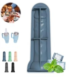 Moule à glaçons en silicone pour adulte, long moule à glaçons en silicone amusant avec couvercle, moule à glaçons fantaisie en silicone pour refroidir le whisky, les cocktails, le jus (bleu)