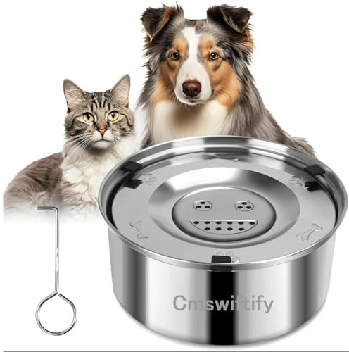 Cmswiftify 3L Anti Schling Wassernapf Hunde ohne Sabbern Edelstahl Trinknapf für Reisen| Anti Schlabber | Slow Feeder Reisenäpfe für Mittelgroße & Sloppy Hunde