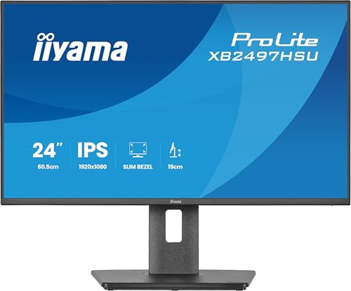 iiyama Prolite XB2497HSU-B1 Full-HD IPS-Monitor | 60,5 cm, 23,8, 120Hz, HDMI, DP, USB3.2, USB-C, Adaptive Sync, Höhenverstellung, Pivot, Energieeffizienzklasse C, schwarz