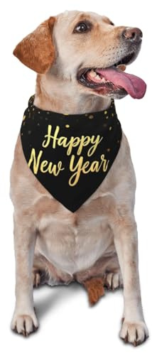 Hunde-Bandana-Schal mit „Happy New Year-Aufdruck, verstellbar, dreieckig, für Haustiere, Lätzchen, Katzen, Halstuch, waschbar, für Welpen, für Geburtstage, Feiertage