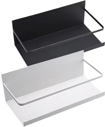 KJBDQQH Magnetisk kylskåpshylla, magnetisk kylskåpshylla, sidoorganisatör för kryddor och kryddor för tvättmaskin(svart-vit)