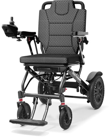 【Versione migliorata】ByteTecpeak D14 Sedia a rotelle elettrica pieghevole per anziani, autonomia di 20Km, motore da 500W, cuscino di seduta ispessito, adatto per viaggi e standard di imbarcare-Nero