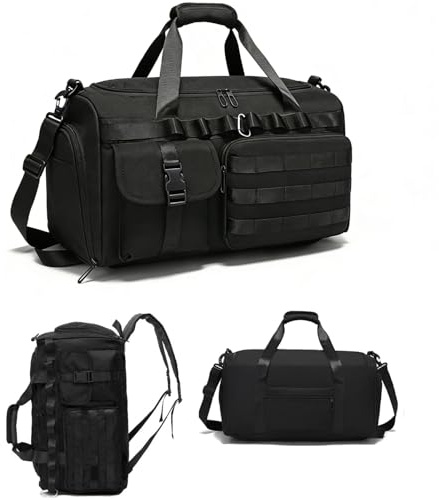 Military Tactical Holdall Gym Bag for Men and Women, 3 in1 Sports Duffle | 40L Holdall Backpack with Wet & Shoe Compartment for for Overnight Weekender Travel Swimming Hospital