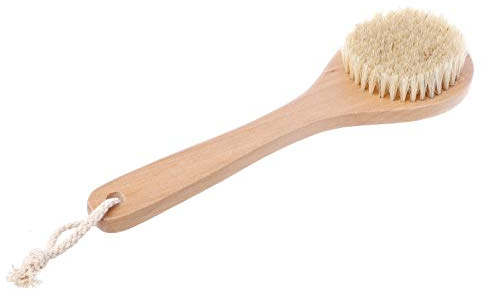 Lodoot Körperbürste mit Holzgriff, Naturborsten, für trockene Haut, Massagegerät